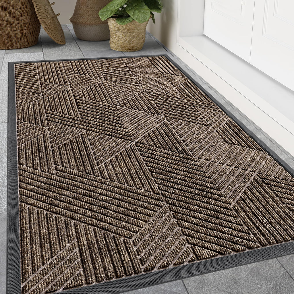 Smiry Front Door Mat Outside Entrance, Low Profile Rubber Doormat, 59x30