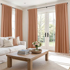 Guken 100% Blackout Curtains 84 Inch Length 2 Panels Set for Living Room Bedroom Back Tab Thermal Insulated Black Out Linen Drapes Room Darkening Peach Quartz,52x84