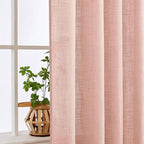 MIULEE Blush Pink Linen Curtains 84 Inches Long 2 Panels for Girls Bedroom Nursery, Soft Thick Linen Textured Window Drapes Semi Sheer Light Filtering Back Tab for Kids Living Room Light Pink Decor
