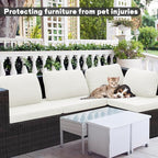 8Pcs Outdoor Cushion Covers,Patio Cushion Covers,Stretch Elastic Slipcovers,Replacement Washable Furniture Protector for Patio Couch,Jacquard Textured Twill Fabric(White,Cover Only)