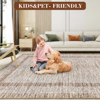 GarveeHome 2x6 Modern Bordered Runner Rug Soft Non Slip Washable Floor Carpet