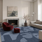 Latte&Fog 6x9 Area Rugs for Living Room Bedroom, Modern Abstract Washable Rug, Boho Non Slip Low Pile Carpet for Indoor Dining Room, Dorm, Classroom, College Dorm, Farmhouse and Kids Room - Navy Blue