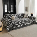 MYSKY HOME Boho Couch Cover Sofa Covers, Couch Covers for 2 Cushion Couch Sofa, Chenille L Shape Sectional Couch Cover - Pet-Friendly, Machine Washable, Sofa Protector for Kid, 71"x118", Grey Geometry