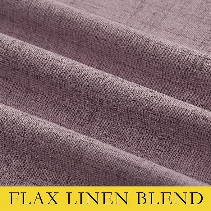 NICETOWN Chaise Mauve Vintage Linen 100% Blackout Curtains for Living Room, Thermal Insulated Curtains 48" Long, Noise Reducing Window Treatment Drapes for Hall Room, 52" Wide Per Panel, Set of 2