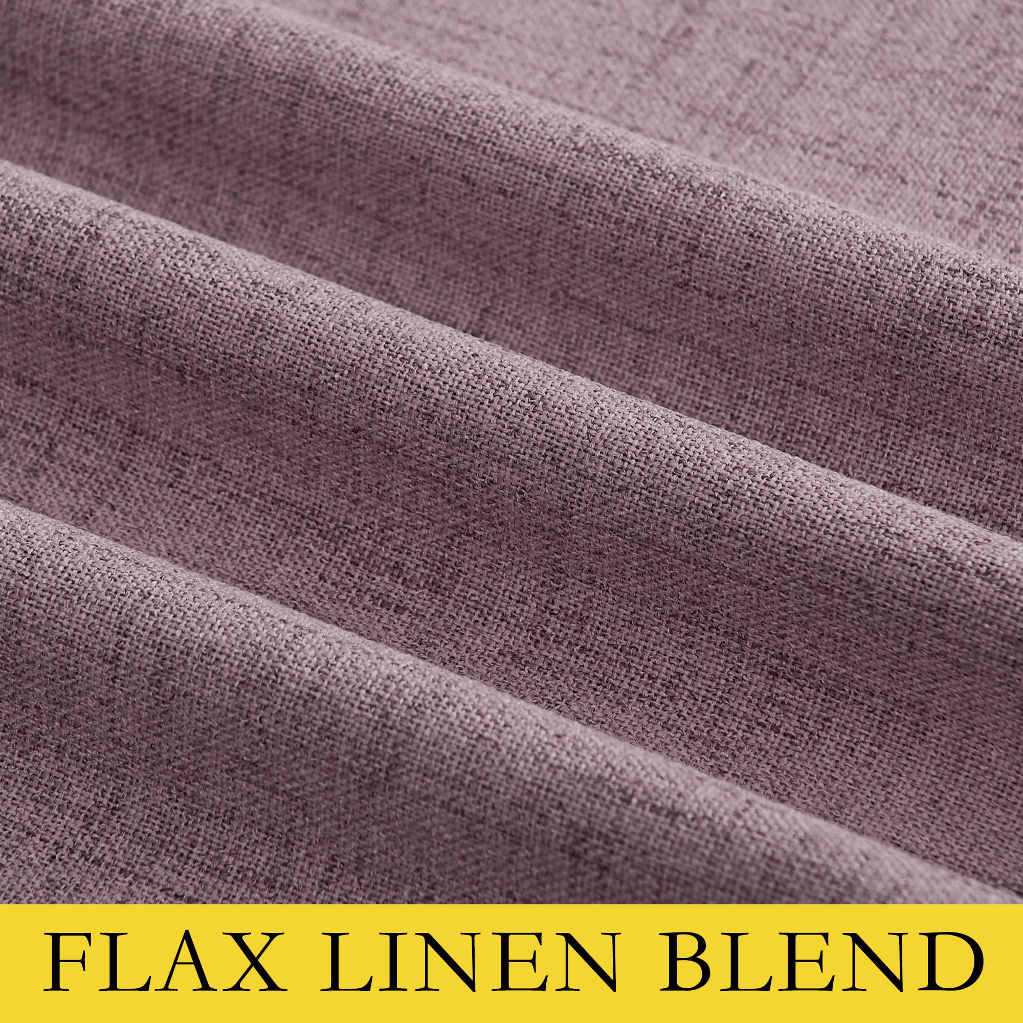 NICETOWN Chaise Mauve Vintage Linen 100% Blackout Curtains for Living Room, Thermal Insulated Curtains 102“ Long, Noise Reducing Window Treatment Drapes for Home Office, 62" Wide Per Panel, Set of 2