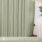 Linen Blend Sage Green Curtains 63 inch Length 2 Panels for Bedroom Back Tab Light Filtering Semi Sheer Drapes Linen Cotton Textured Light Green Airy Modern Farmhouse Living Room Sage Aesthetic Decor
