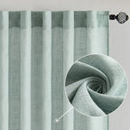 MIULEE Sea Green Linen Curtains 96 Inch Long for Bedroom Living Room, Soft Thick Linen Textured Window Drapes Semi Sheer Light Filtering Back Tab Rod Pocket Burlap Look Aqua Decor, 2 Panels