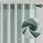 MIULEE Sea Green Linen Curtains 52x84 Inch for Bedroom Living Room 2 Panels