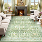 8x10 Area Rugs for Living Room, Washable Large Carpet, Light Green