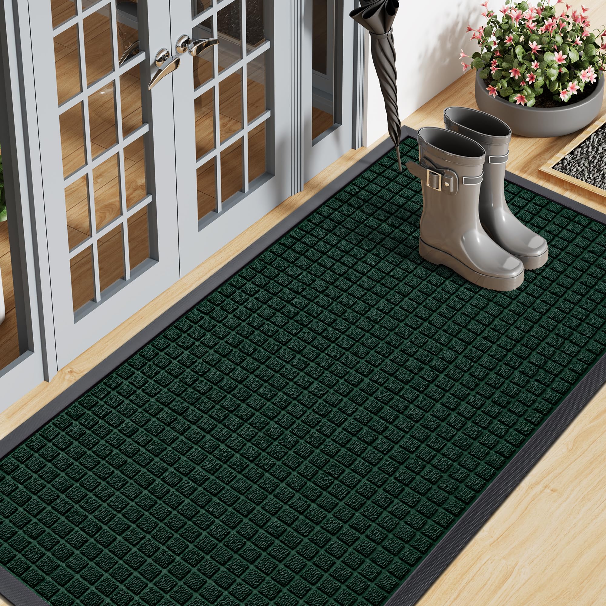 Smiry Front Door Mat Outside Entrance, Natural Rubber Doormat, 71x23 Inch