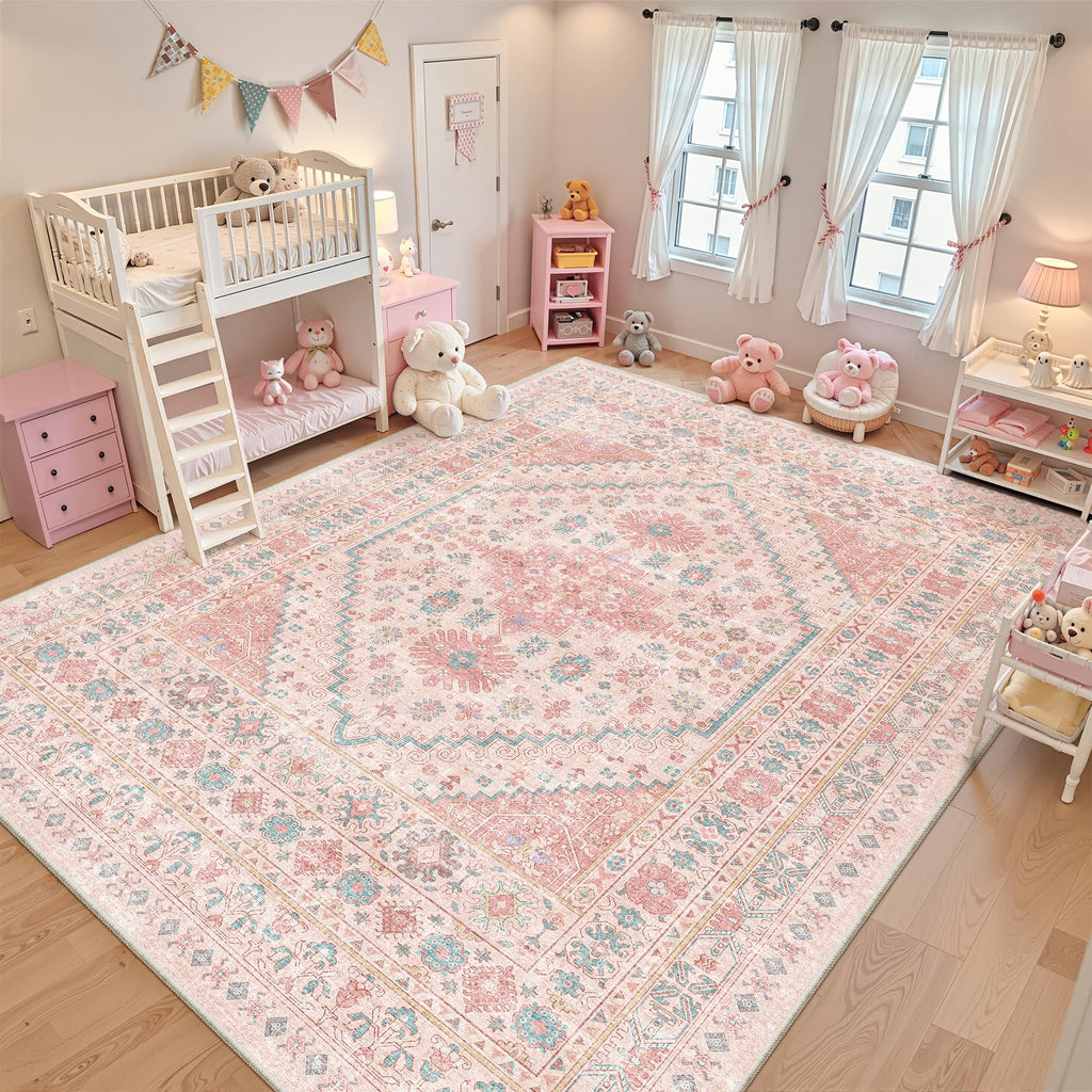 zesthome Pink Rugs for Bedroom-8x12 Area Rugs for Living Room,Girls Room