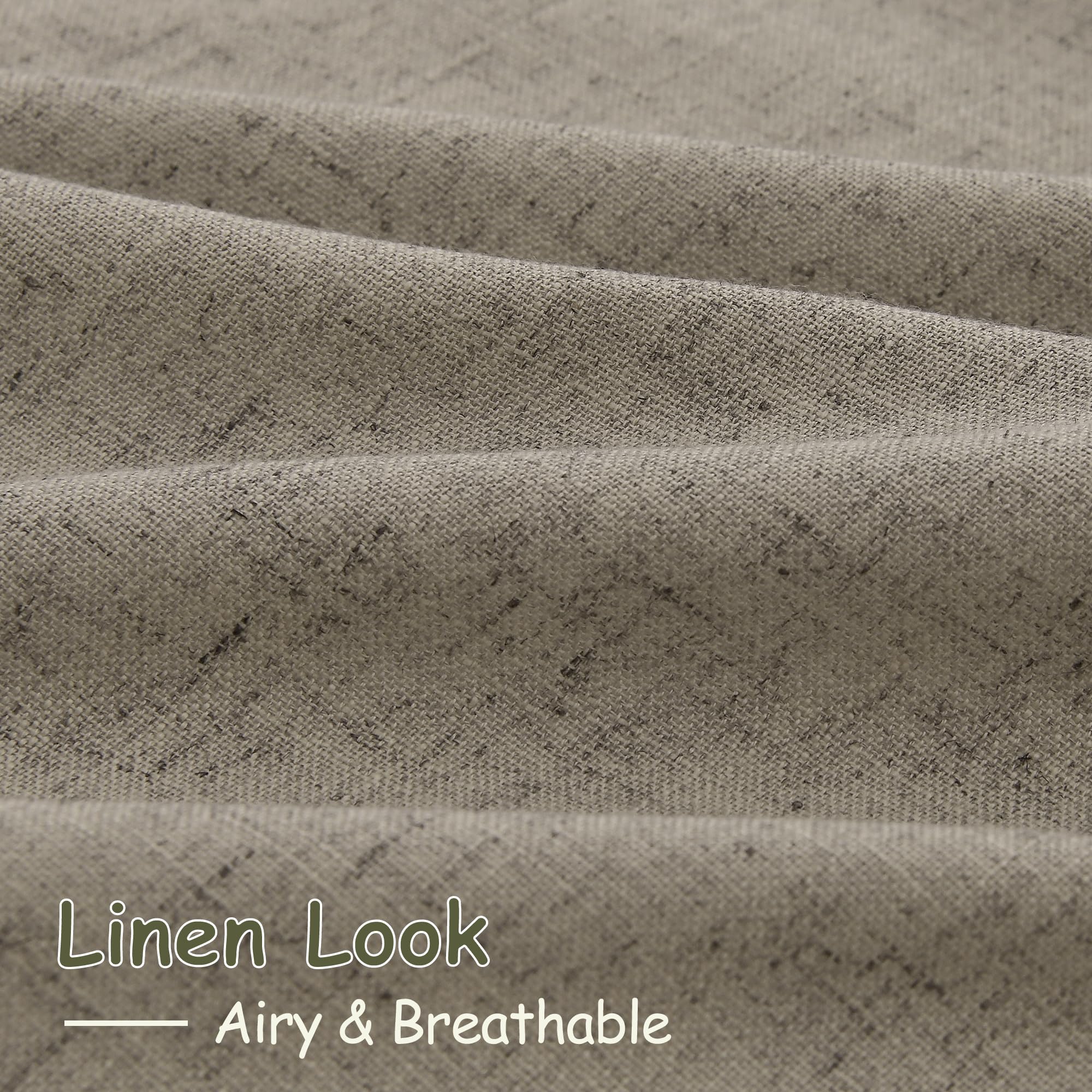 Mocha Linen Curtains 84 Inches Long for Bedroom Back Tab Light Filtering Privacy Semi Sheer Curtains Modern Farmhouse Decor Mocha Cotton Textured Curtain for Living Room 2 Panels Set 52x84 Inch