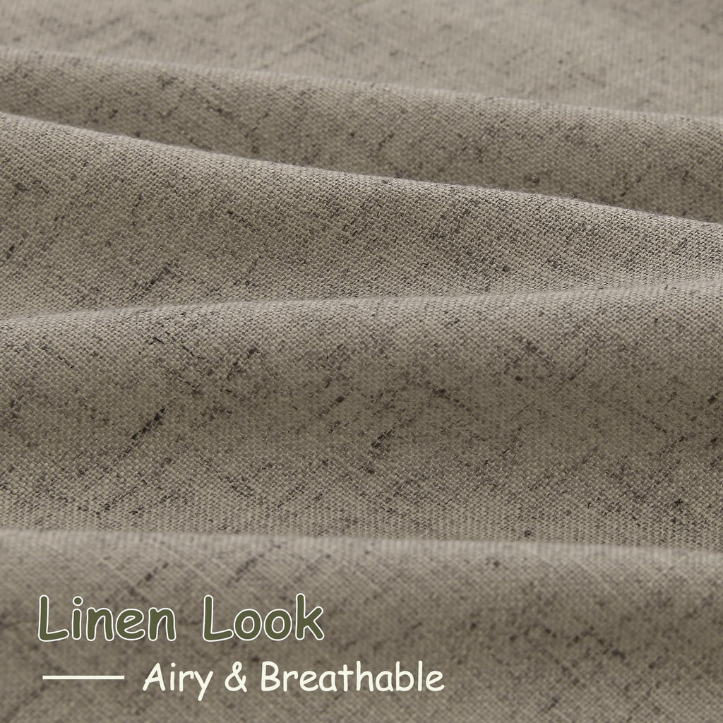 Mocha Linen Curtains 90 Inch Length 2 Panels Set for Living Room Rod Pocket Back Tab Window Drapes Light Filtering Modern Farmhouse Curtain 90 Inches Long for Dining Room Bedroom Nursery 52x90