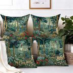 Rustic Forest Green Pillow Covers 18x18 Set of 4, Cottagecore Summer Lemon Forest Nature Botanical William Morris Inspired Decorative Throw Pillow Covers for Sofa Bed Bedroom Living Room