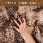 KNZE 8' x 10' Brown Modern Shag Area Rug, Luxuriously Plush, High Pile, Fluffy, Washable, Non Slip, Fade Resistant, Rectangular, Indoor, Bedroom, Living Room, Playroom, Dorm Room