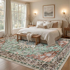 ExpediX 10x14 Area Rugs Living Room: Washable Rug for Bedroom Brown Green