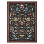 GarveeHome Washable Rug 3x5 Area Rugs for Living Room, Floral Rug for Bedroom, Soft Boho Non Slip Throw Rugs with Rubber Back, Low Pile Stain Resistant Vintage Floral Carpet for Dining Room, Red