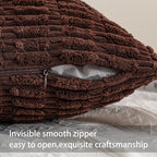 Pack of 2 Corduroy Decorative Throw Pillow Covers 12x20 InchSoft Boho Striped Pillow Covers Modern Farmhouse Home Decor for Sofa Living Room Couch Bed（Dark Brown）
