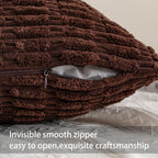 Pack of 2 Corduroy Decorative Throw Pillow Covers 20x20 Inch, Dark Brown