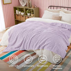 Bedsure GentleSoft Lavender Fog Fleece Blanket for Couch - Cozy Soft Blankets for Women, Cute Small Throws for Girls, 90x90 Inches