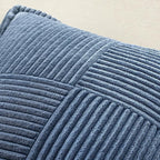MIULEE Decorative Throw Pillow Covers for Couch Bed Livingroom 12x12 Inch Set of 2 Blue Boho Accent Throw Pllows Broadside Striped Patchwork Soft Corduroy Pillowcases