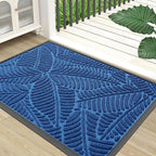 Colorxy Waterproof Doormat, Sturdy Natural Rubber Front Door Mats, Non Slip Low Profile Indoor Outdoor Entrance Mat, Stain Resistant Easy Clean Floor Mat for Patio or Entryway, 47"x17", Light Blue