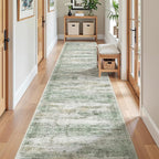 Long Rugs Runner - Washable Runner Rugs for Hallway 2x10, Ultra-Thin Soft Kitchen Carpet Runner, Anti Slip Backing Runner Rugs for Entrance, Bedroom, Living Room(2'x10', Green/Yellow/Ivory)