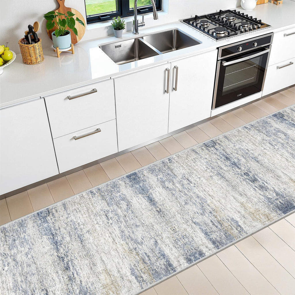 Restydon 2x12 Runner Rug Non Slip,Washable Hallway Runner Rug,Blue