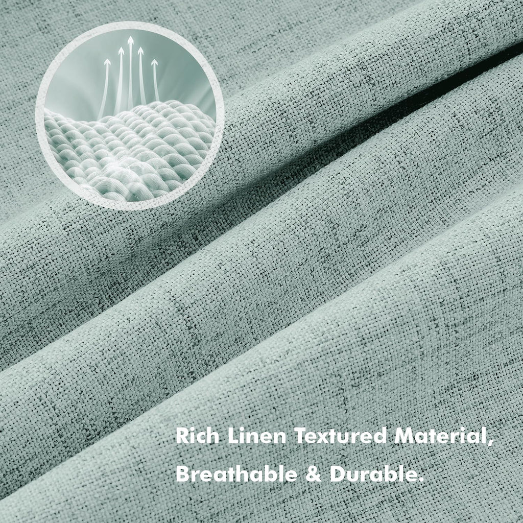 MIULEE 100% Blackout Linen Curtains 42 x 84 Inch Seafoam Green 2 Panels