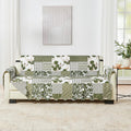 Great Bay Home Reversible Patchwork Sofa Cover - Washable Slipcover Furniture Protector with Elastic Straps - Perfect for Kids & Pets - Box-Stitched Detail (Olive/Brown)