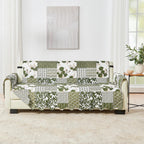 Great Bay Home Reversible Patchwork Sofa Cover - Washable Slipcover Furniture Protector with Elastic Straps - Perfect for Kids & Pets - Box-Stitched Detail (Olive/Brown)
