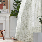 jinchan Pinch Pleated Curtains Floral Linen Blend Curtains for Living Room 96 Inches Length Green Peony Flower Printed Curtain Rod Pocket Back Tab Farmhouse Drapes with Hooks Set 2 Panels