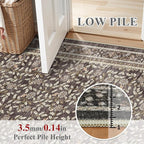 TOPRUUG 2x12 Washable Runner Rug - 12ft Runners for Hallway Non Slip Kitchen Rugs Soft Low Pile Carpet for Bedroom Bathroom Entryway - Stain Resistant Vintage Home Decor (Floral Charcoal, 2X12)