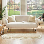 AMTOVO Faux Sheepskin Rug, Beige Ultra Soft Fluffy Shag Area Rug, 2 x 6 ft Faux Fur Rug for Bedroom Sofa Throw Cushion Room Decor, Sheepskin