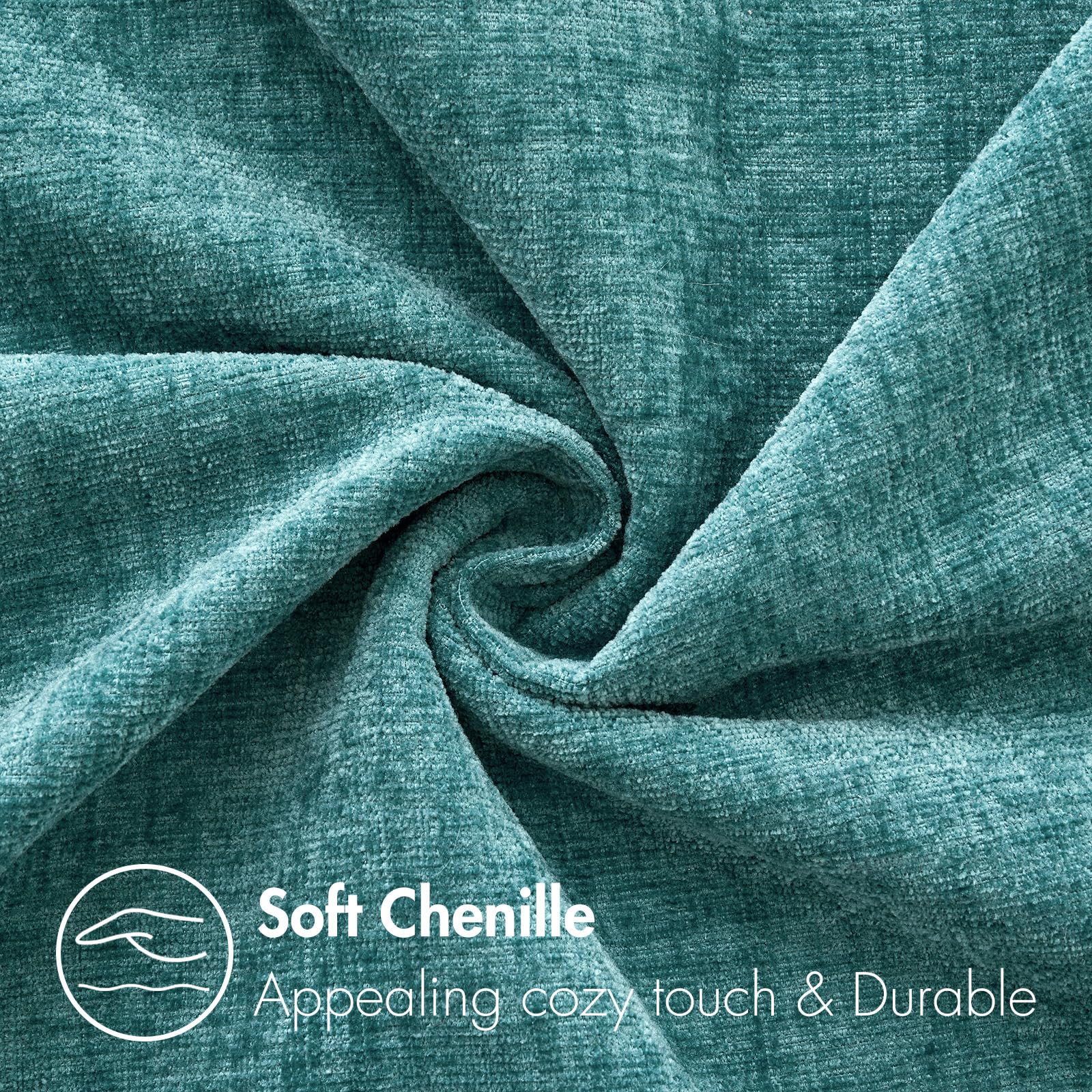 MIULEE Soft Chenille Throw Pillow Covers Teal 18x18 Inch Pack of 2