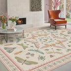 Pastel Pink Girls Rugs for Bedroom 6x8 - Washable Area Rug for Living Room, Dining Room Under Table, Boho Butterfly Cut Design, Low Pile & Soft Stain Resistant Carpet