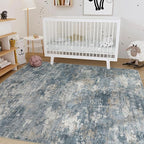 Nakagishi 8x10 Area Rugs Living Room: Washable Abstract Large Neutral Soft Rug Stain Resistant Modern Indoor Floor Non-Slip Carpet for Bedroom Nursery Kids Playroom Office Dining Room Dorm-Blue Brown