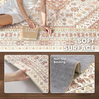 zesthome 9x12 Area Rugs for Living Room,Non-Slip Backing Washable Rugs,Vintage Large Area Rug，Stain Resistant Home Decor Rug