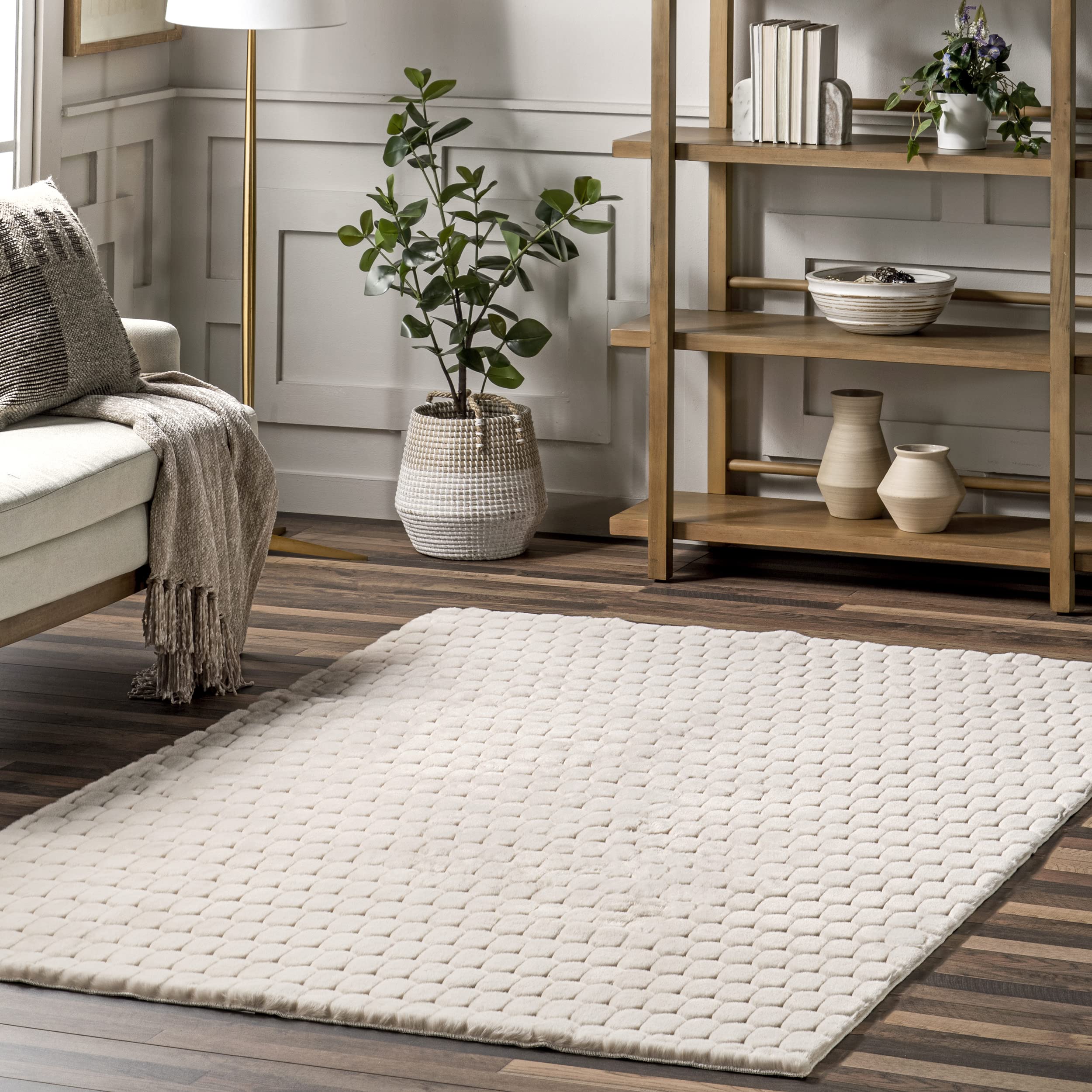 nuLOOM Nia Beige Geometric Washable Area Rug, 8' x 10'