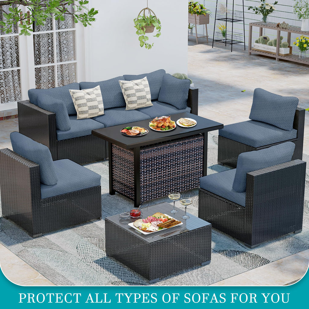 14 Piece Outdoor Cushion Covers, Patio Sofa Cushion Covers, Stretch Fit