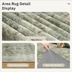 Soalmost Abstract Rug 5x7 Machine Washable Area Indoor Green Black Low Pile Non-Slip Foldable Thin Accent Rugs for Bedroom Living Room Dining Room