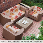 8Pcs Outdoor Cushion Covers, Patio Cushion Covers,Stretch Elastic Slipcovers, Replacement Washable & Reusable Furniture Protector for Patio Couch (Red Maple-Pattern,Cover Only)