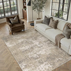 PureCozy Beige Brown Area Rug 6x9 Modern Abstract