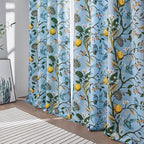 Topfinel Blue Patterned Curtains 2 Pages 96 Inches Long Blackout Heat Block Farmhouse Watercolor Floral Flower Hummingbird Printed Drapes Grommet Window Treatment for Living Room,96 Inch Length
