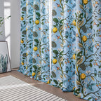 Topfinel Blue Patterned Curtains 2 Pages 96 Inches Long Blackout Heat Block Farmhouse Watercolor Floral Flower Hummingbird Printed Drapes Grommet Window Treatment for Living Room,96 Inch Length