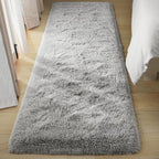 Tepook Soft Runner Rugs for Bedroom 2x6 ft with Rubber Backing, Grey Fluffy Rugs for Living Room, Shag Bedside Rug Fuzzy Plush Carpet for Room, Area Rug for Dorm Nursery Hallway Indoor Home Decor