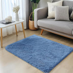 OLANLY 2x3 Machine Washable Small Bedside Rug, Soft Fluffy Shaggy Entryway Throw Rugs for Bedroom, Living Room, Indoor Floor Carpet for Kids Girls and Boys, Home Decor Aesthetic, Blue