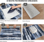 Lansny Modern Abstract Runner Rug 2x5, Navy Blue Washable Entryway Kitchen Runner Non-Slip Soft Hallway Rug Runner Thin Print Faux Wool Carpet for Bedroom Laundry Room Indoor