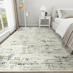 10x14 Area Rugs for Living Room Washable Rug: Anti-Skid Abstract Modern Living Room Rug Soft Thin Carpets Indoor Floor Non-Shedding Carpet for Bedroom Dining Farmhouse Nursery Gray White Blue