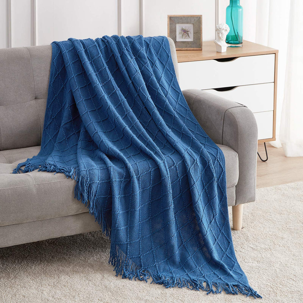 BOURINA Green Throw Blanket 50x60 Inch Boho Knitted Soft Throw Sofa Blanket